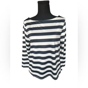 Dudley Stephens Navy & White Striped Boatneck Top Size Medium L25